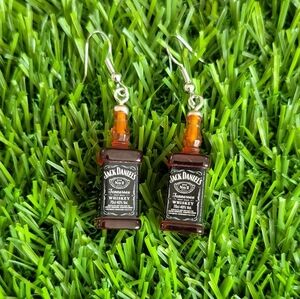 Jack Daniel's Whiskey Bottle Dangle Earrings - New